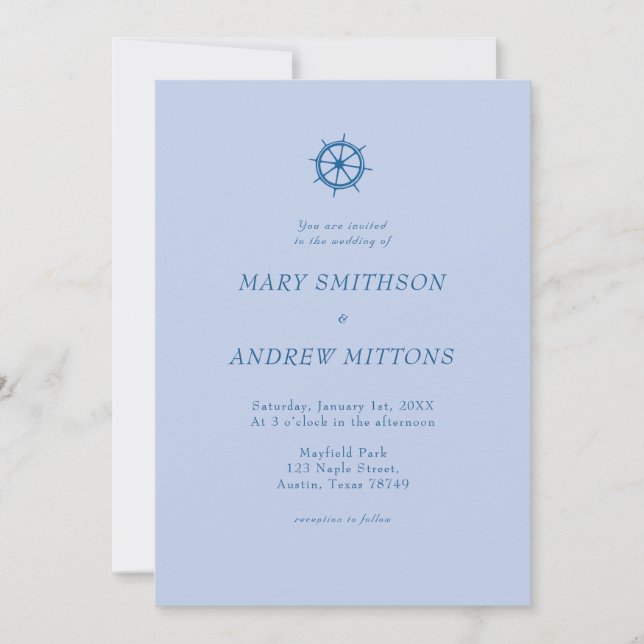 Invitación de boda de barco de vela elegante (Anverso)