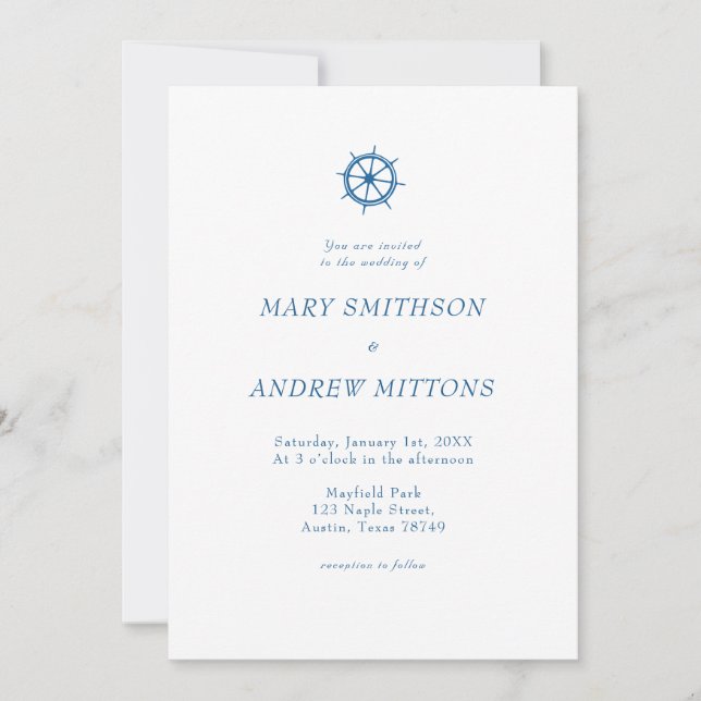 Invitación de boda de barco de vela elegante (Anverso)