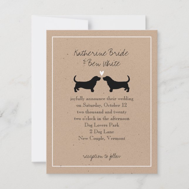 Invitación de Boda de Basset Hounds (Anverso)