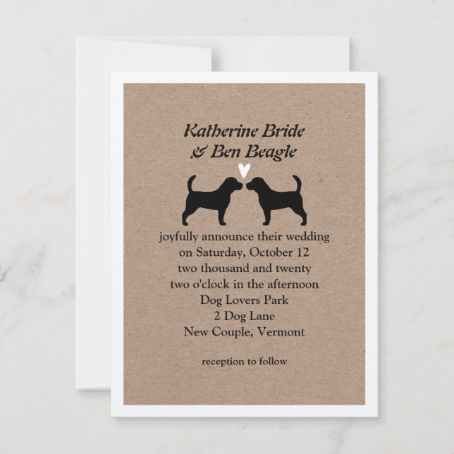 Invitación de Boda de Beagles (Anverso)