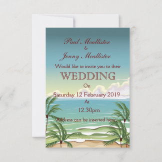 Invitación de boda de bebida de coco vintage