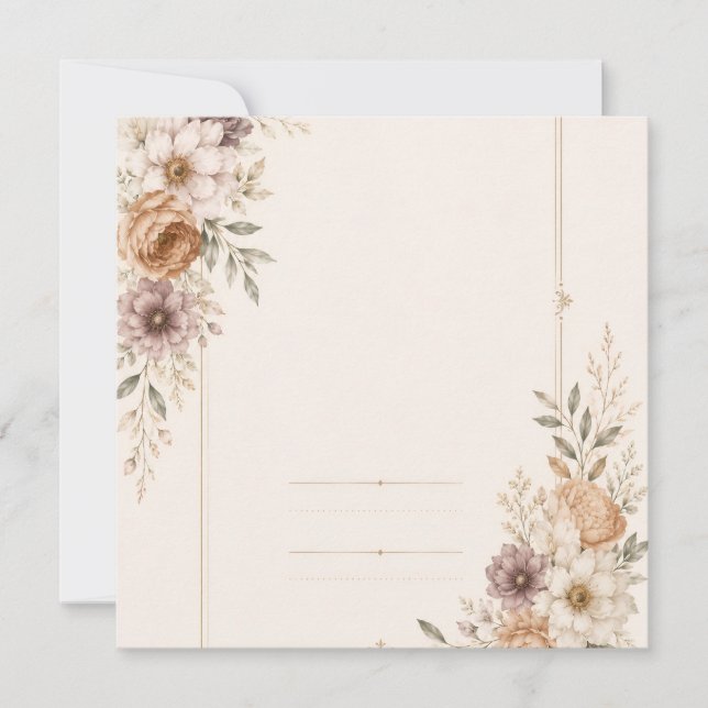Invitación de boda de bellas artes con pintura rom (Anverso)