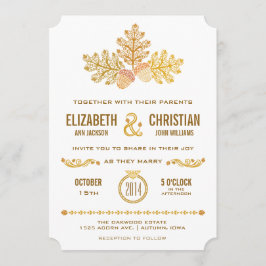 Invitación de boda de bellotas de otoño y hojas de