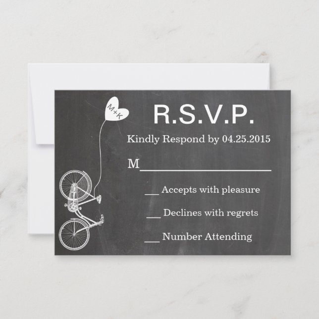 Invitación de boda de bicicleta y corazón en pizar (Anverso)