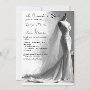Invitación de boda de boceto de novia vintage romá