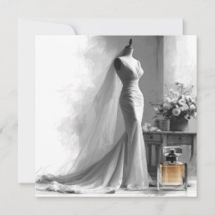 Invitación de boda de boceto de novia vintage romá