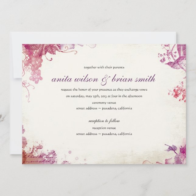 Invitación de Boda de Bodega Vintage (Anverso)