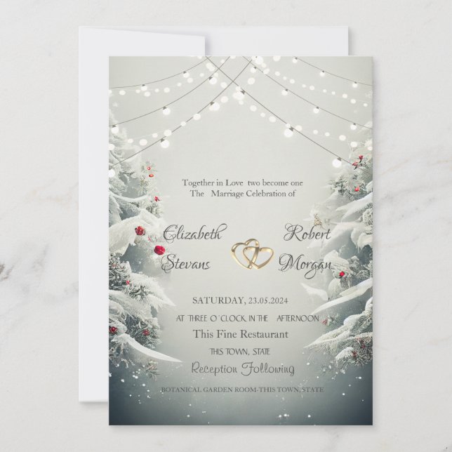 Invitación de boda de bolas de luces de cadena de  (Anverso)