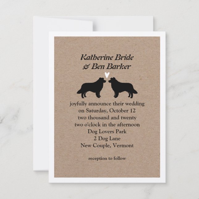 Invitación de boda de Border Collies (Anverso)