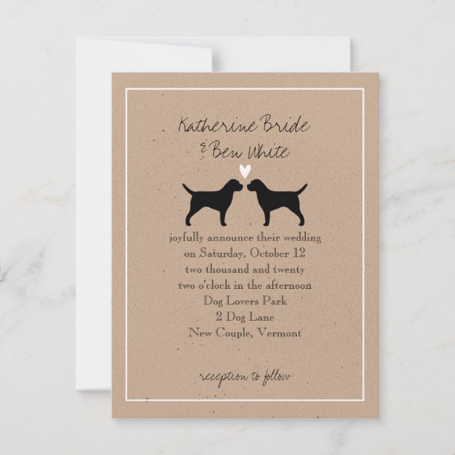 Invitación de boda de Border Terriers (Anverso)