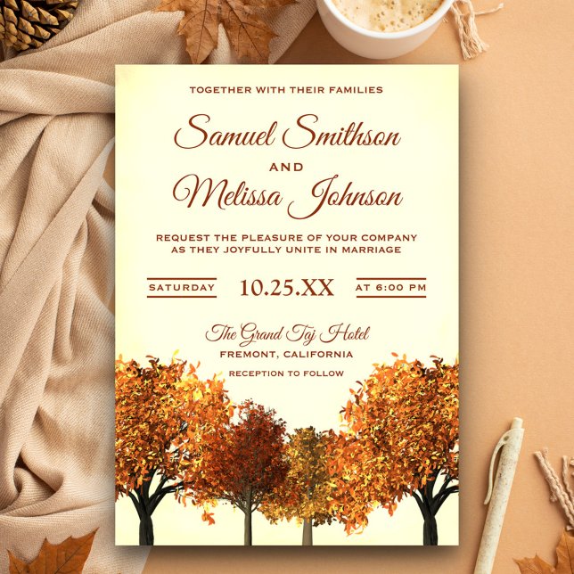 Invitación de boda de bosque de árboles de otoño r (Subido por el creador)