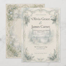 Invitación de boda de bosque de invierno de toile