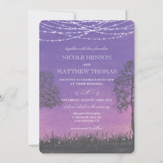 Invitación de boda de bosque de madera de árbol rú (Anverso)