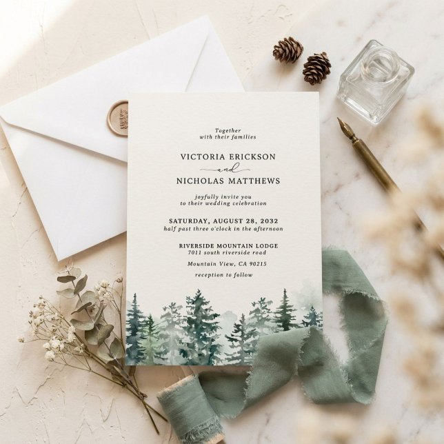 Invitación de Boda de Bosque de Montaña Rústico co (Subido por el creador)