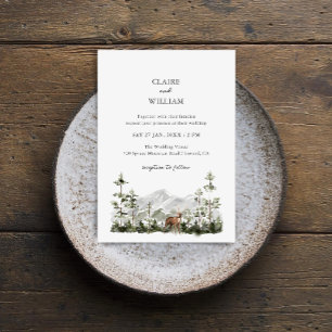 Invitación de boda de bosque de pino de montaña