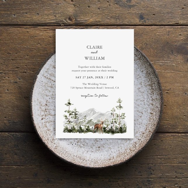 Invitación de boda de bosque de pino de montaña (Subido por el creador)