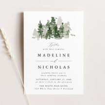 Invitación de boda de bosque de pino rústico