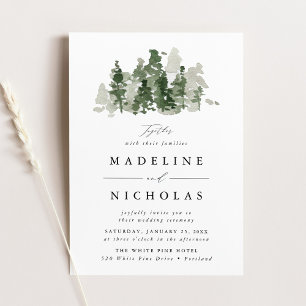 Invitación de boda de bosque de pino rústico