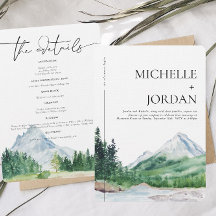 Invitación de boda de bosque montañoso rústico