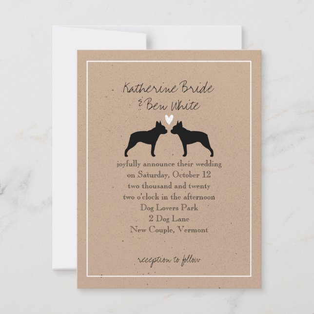 Invitación de Boda de Boston Terriers (Anverso)