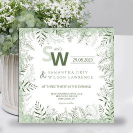 Invitación de boda de botánica moderna y vegetació