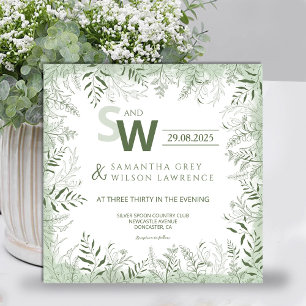 Invitación de boda de botánica moderna y vegetació