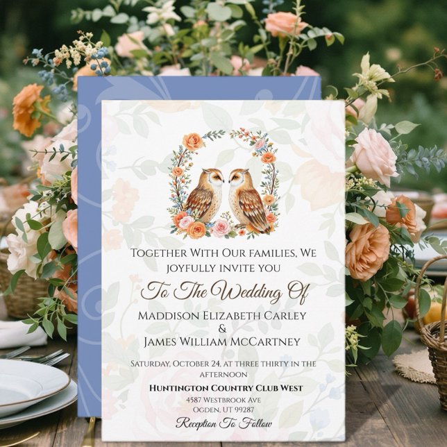 Invitación de boda de búhos (Celebrate your special day with this enchanting woodland owl design!)