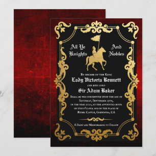 Invitación de boda de caballero medieval justando