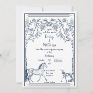 Invitación de boda de caballo y sabueso
