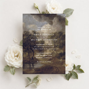 Invitación de boda de cabaña moderna y arte fino