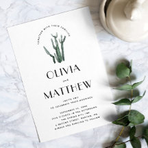 Invitación de boda de cactus con estilo chic del d