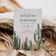 Invitación de boda de cactus del desierto
