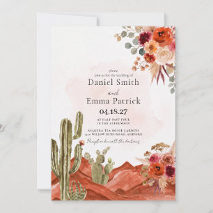 Invitación de boda de cactus del desierto boho