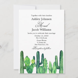 Invitación de boda de cactus. Invitación moderna d