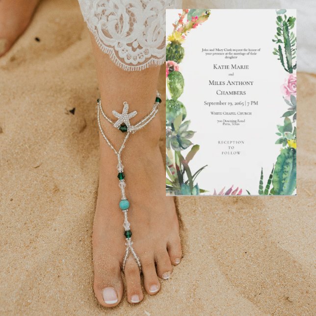 Invitación de boda de cactus suculento simple mode (Subido por el creador)