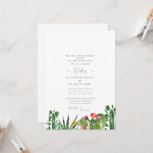 Invitación de boda de cactus suculento tropical