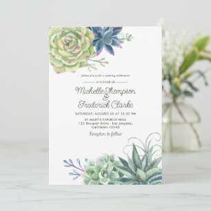 Invitación de boda de cactus suculentos de desiert