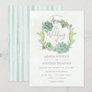 Invitación de boda de cactus suculentos de desiert