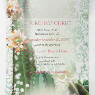 Invitación de boda de cactus triple plegable todo 