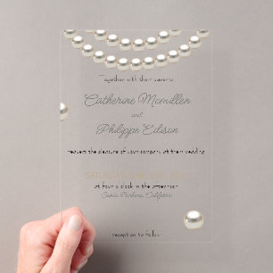 Invitación de boda de cadena de perlas de acrílico