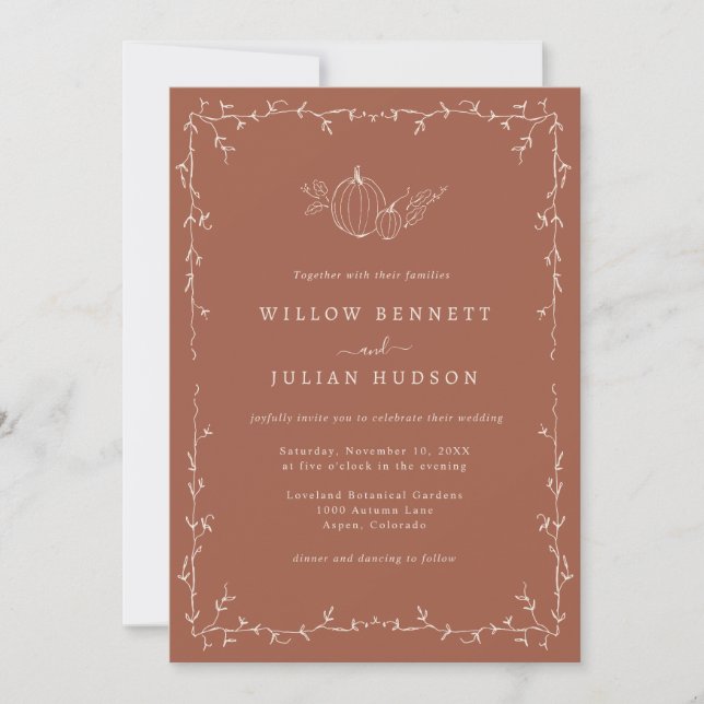 Invitación de Boda de Calabaza (Anverso)