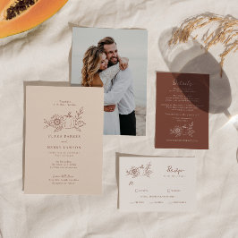 Invitación de boda de calabaza de otoño minimalist