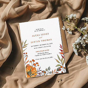 Invitación de boda de calabaza floral de otoño