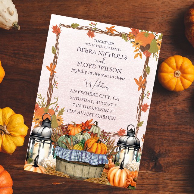 Invitación de boda de calabaza floral de otoño (Subido por el creador)