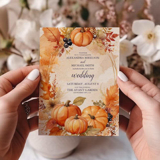 Invitación de boda de calabaza floral de otoño (Subido por el creador)