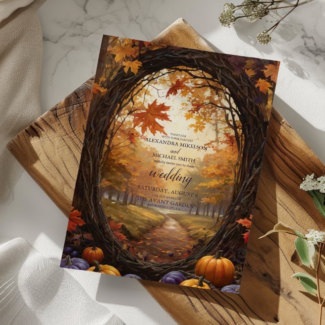 Invitación de boda de calabaza floral de otoño (Subido por el creador)
