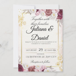 Invitación de boda de calabaza floral elegante de