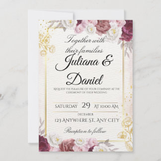 Invitación de boda de calabaza floral elegante de