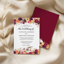 Invitación de boda de calabaza floral otoñal elega