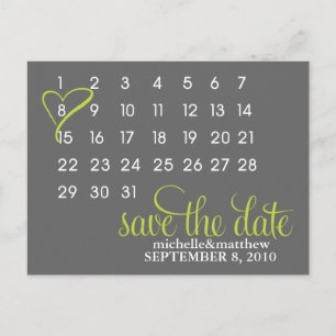 Invitación de Boda de calendario verde lima
